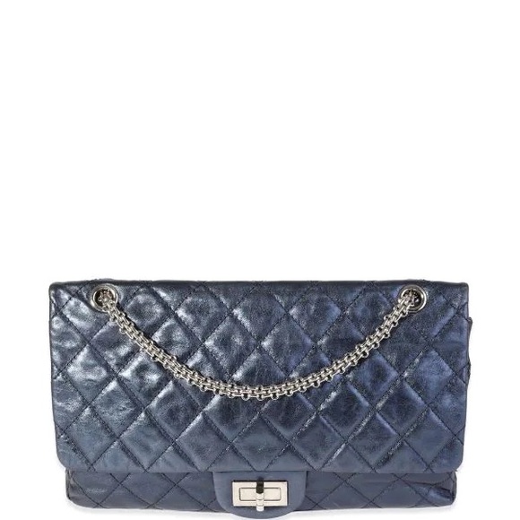 Chanel Reissue 2.55 Double Flap 277 Metallic Blue Calf Skin - Picture 4 of 6